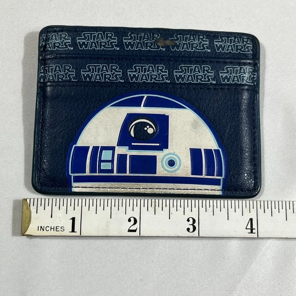 Star Wars R2-D2 Card Holder Wallet Slim Navy Blue Faux Leather Cardholder
